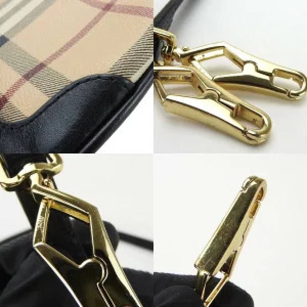 Burberry Shoulder Bag Leather Beige Black Nova Check Shadow Black Horse Pouch - Picture 7 of 11